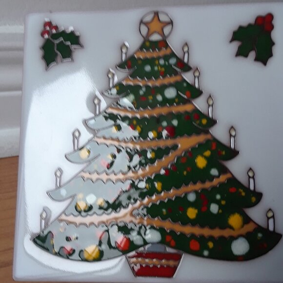 Hand Painted Christmas Tree Ceramic Tile/Trivet - Picture 8 of 11